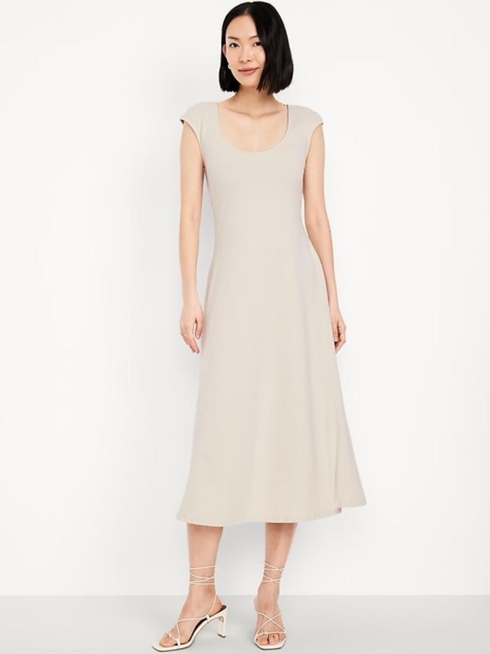 Old Navy Cream Scoop-Neck Midi Dress